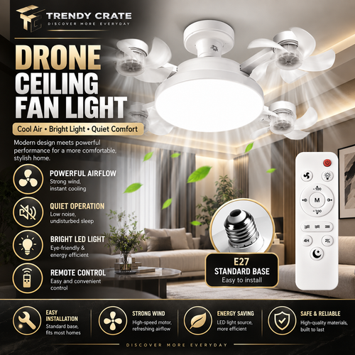 2-in-1 E27 LED Ceiling Fan Light with Remote