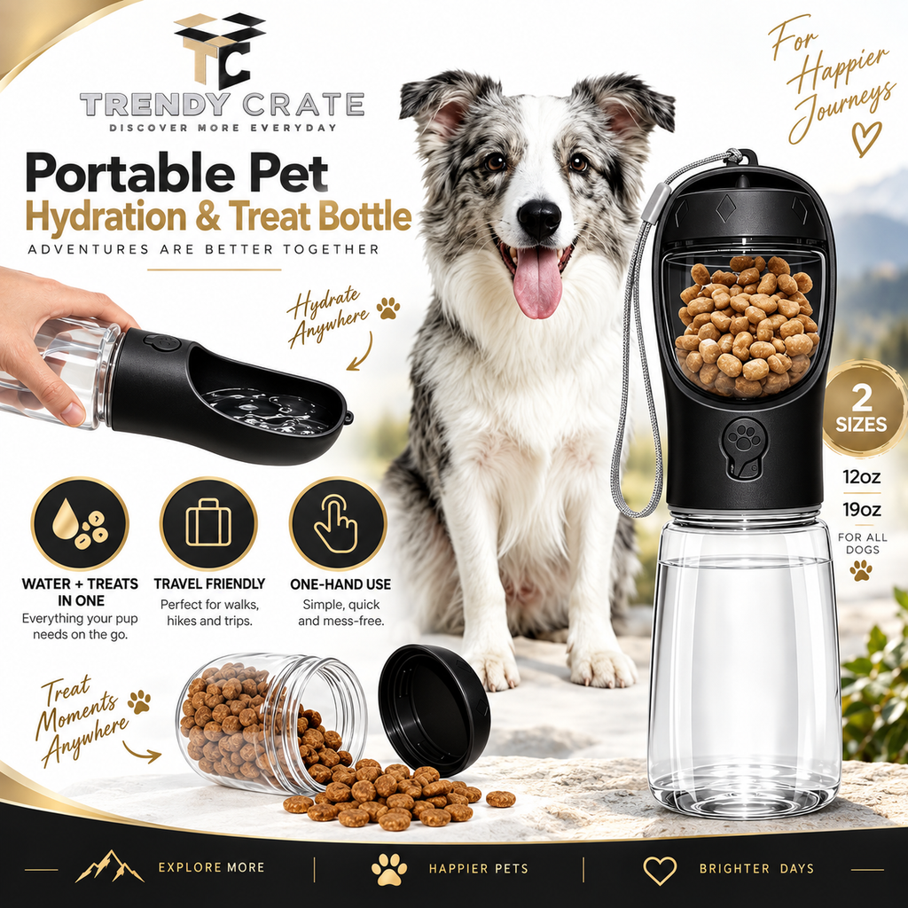 Portable Dog Water Bottle with Food Container, Drinking Bottle for Travel