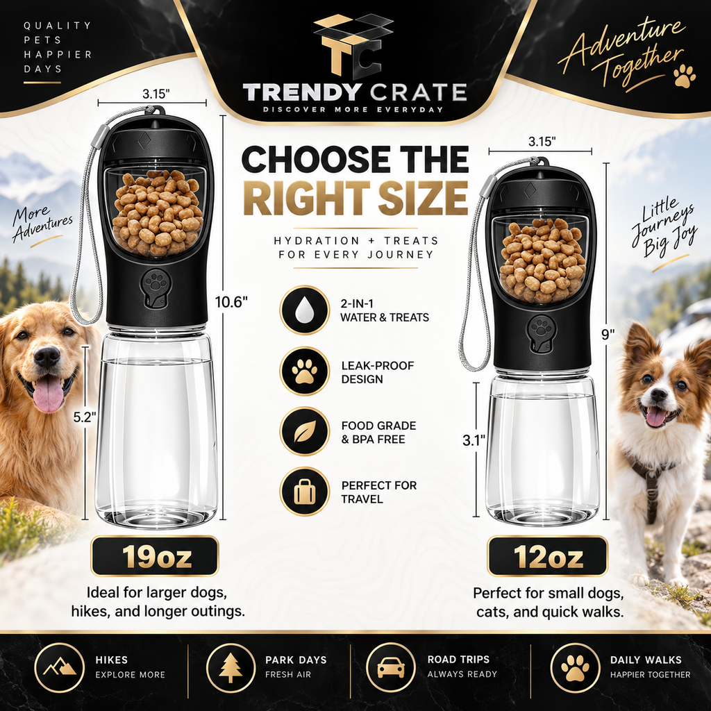 Portable Dog Water Bottle with Food Container, Drinking Bottle for Travel
