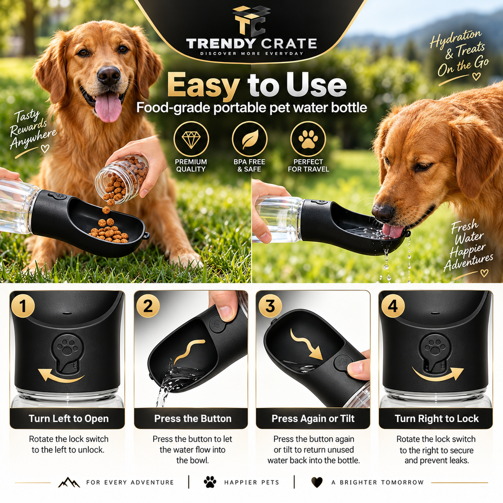 Portable Dog Water Bottle with Food Container, Drinking Bottle for Travel